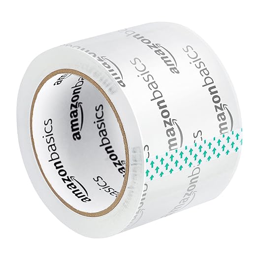 Amazon Basics Extra-Wide Packing Tape for Moving, Storage, Shipping and Sealing Boxes, Crystal Clear, Low Odor, 2.83" x 54.6 Yards, 6-Pack