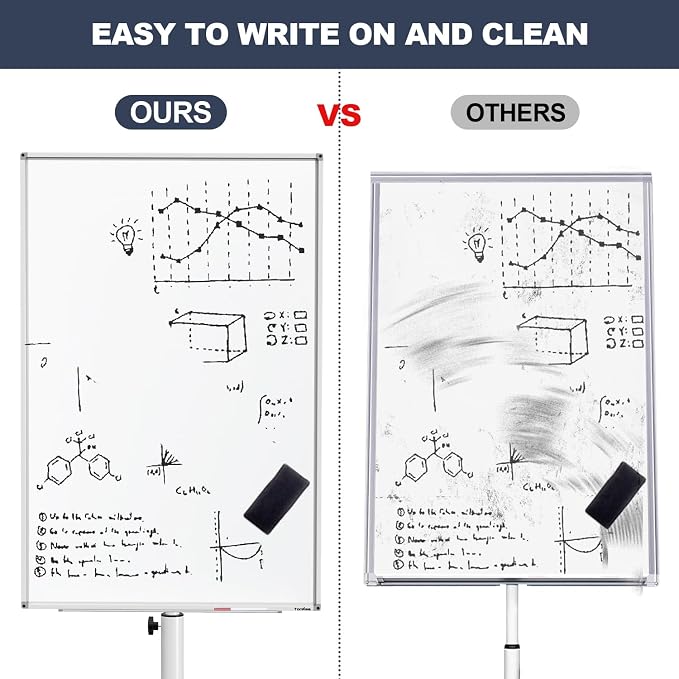 Mobile Whiteboard 40x26 Inches White Board Dry Erase Board on Wheels | Height Adjustable, Magnetic Surface, Dry Erase, With Stand, Ideal for Classroom, Office, School, Home, Homeschooling, Teacher