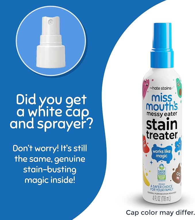 Miss Mouth's Messy Eater Stain Treater Spray - 4oz 3 Pack Stain Remover - Newborn & Baby Essentials - No Dry Cleaning Food, Grease, Coffee Off Laundry, Underwear, Fabric | Newborn & Baby Essentials; Cleans Off Food, Grease, Coffee; Use on Laundry, Unde...