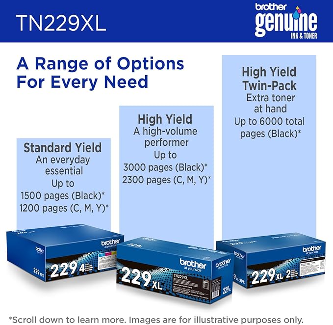 Brother Genuine TN229XLC Cyan High Yield Printer Toner Cartridge - Print up to 2,300 Pages(1)