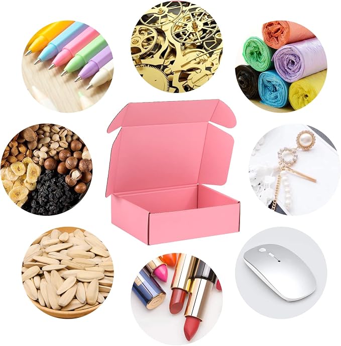 6x4x4 inch Pink Shipping Boxes for Small Business- Set of 25 | Sturdy ECT 32 Corrugated Cardboard Mailer Boxes, Easy Assemble for Packaging, Mailing, Gift