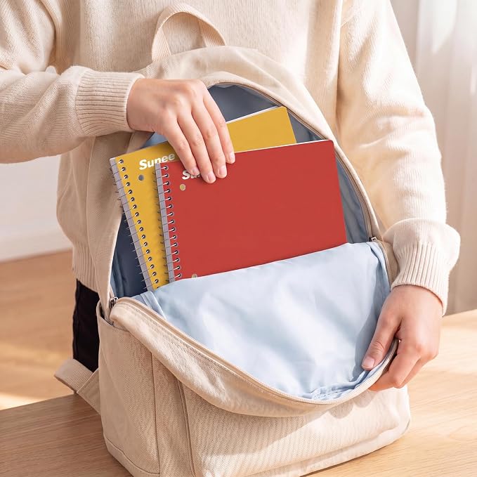 SUNEE Spiral Notebooks, 3 Pack, 1-Subject, College Ruled Paper, 8" x 10-1/2", 70 Sheets per Notebook, Assorted Colors Spiral Notebooks for School (Brick Red, Blue, Yellow)
