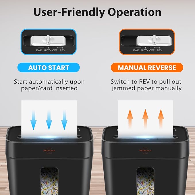 Paper Shredder for Home Use 6-Sheet Cross-Cut Shredder,Also Shred Card/Clip/Staple,P-4 Higher Security,Small Document Shredding Machine for Office,Heavy Duty with Jam Proof,3.04-Gal Bin