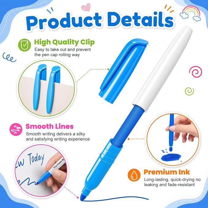 V-Opitos 144 Pack Fine Tip Dry Erase Markers in 12 Colors | Bulk Whiteboard Markers, Non-Toxic, Easy Clean, School Classroom, Office Supplies