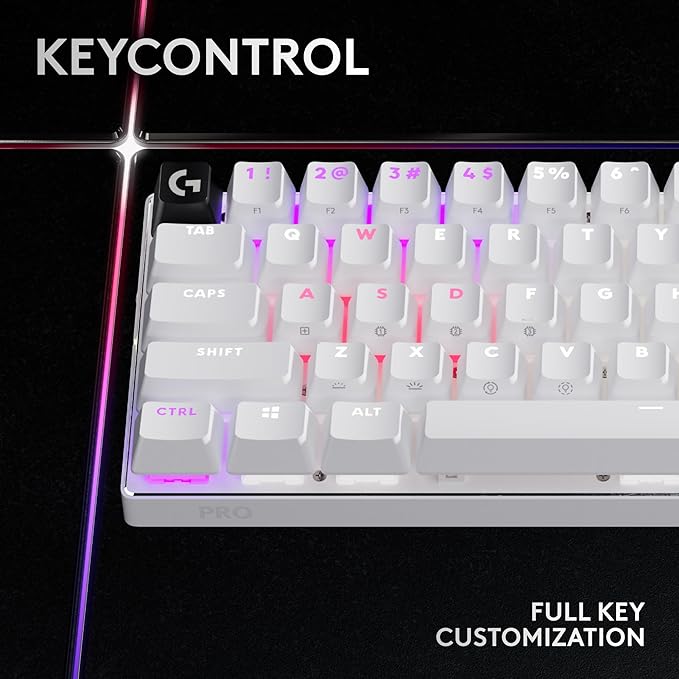 Logitech G PRO X 60 Lightspeed Wireless Gaming Keyboard, Ultra Compact TKL 60% Mechanical Keyboard for Windows PC, LIGHTSYNC RGB, Dual-Shot PBT Keycaps, GX Optical Tactile Switches - White