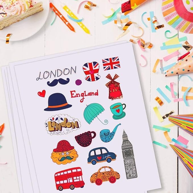 JANDJPACKAGING Premium Printable Vinyl Sticker Paper - for Inkjet and Laser Printer - 55 Pack Glossy White Waterproof Inkjet Printable Vinyl - Dries Quickly and Holds Ink Beautifully