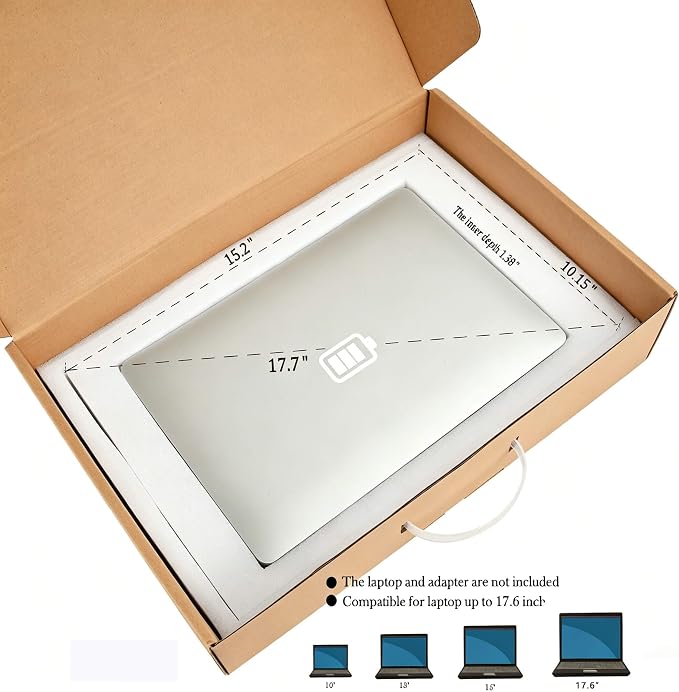 Laptop Box Secure Mailer Box Great for Laptop Shipping | Laptop shipping Box with Foam Protection and Carrying Handle Great for laptop Computer Shipping, Fits Laptop Up to 17.6 Inch
