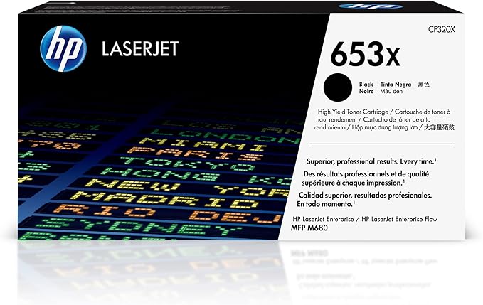 HP 653X Black High-Yield Toner Cartridge | Works Color LaserJet Enterprise MFP M680 Series | CF320X