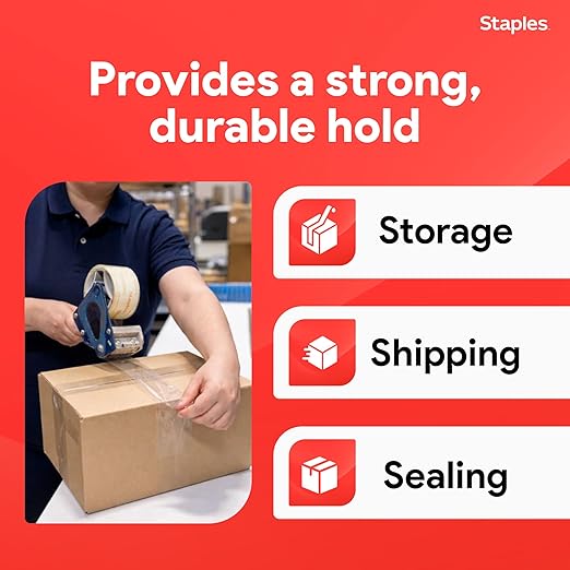 STAPLES Ultra Heavy‑Duty Packing Tape, 1.88” x 54.6 Yards, Clear — 6/Roll Pack