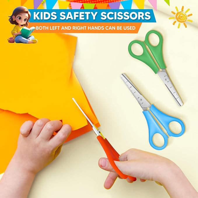 Kids Scissors Bulk of 12-Pack, Taotree 5" Kid Scissors for School Office | School Supplies, Craft Supplies, Small Blunt Tip Safety for Toddler Child Student Classroom Teacher Scrapbook Scrapbooking