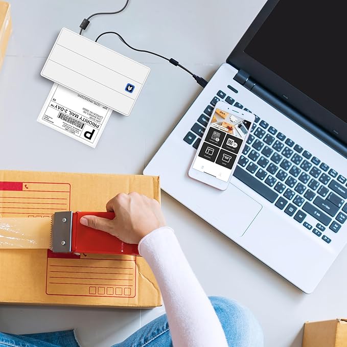 Core Innovations Bluetooth Thermal 4x6 Shipping Label Printer Bundle for Packages & Small Business - Android, iOS & Windows Compatible