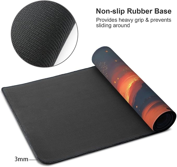 XXL Gaming Mouse Pad 35.4 x 15.7 Inch, Large Desk Mousepad | Moonlit Asian Landscape Design , Non-Slip Rubber Base, Water-Resistant Surface and Stitched Edges for Gaming, Office & Home