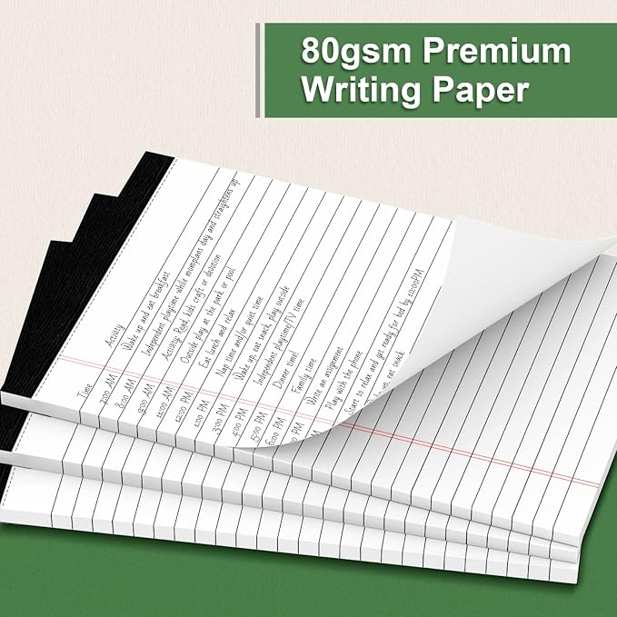 3 Pack Note Pads 5 x 8 Inch, Small Notepad, College Ruled Legal Pads, White Lined Writing Pads for Work or School, 30 Sheets/Pad, Perforated Recycled Note Paper for Note-Taking, Grocery List