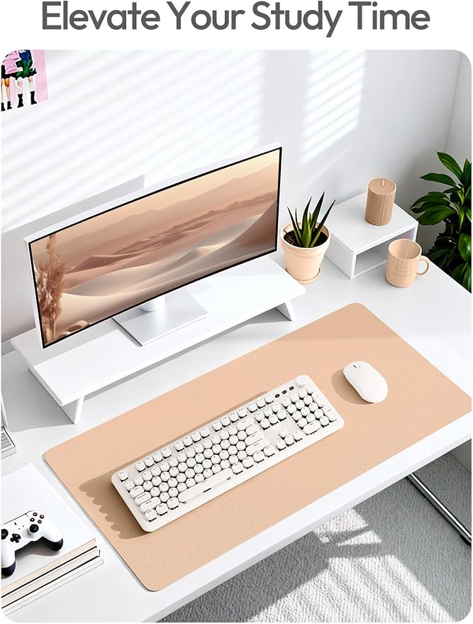 YSAGi Leather Desk Protector, Office Mat, Large Mouse Mat, Non-Slip PU Leather Blotter, Laptop Desk Mat, Waterproof Writing Pad for Office and Home(Latte, 40" x 24")
