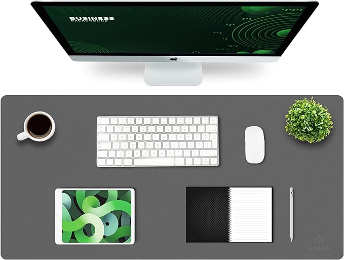 K KNODEL Extra Large Desk Mat, Leather Mouse Pad (35.4"x17", Dark Gray) | Desk Pad, Keyboard Pad, Computer and Laptop Mat, Desktop Protector and Cover, Writing Pad and Blotter for Home Office