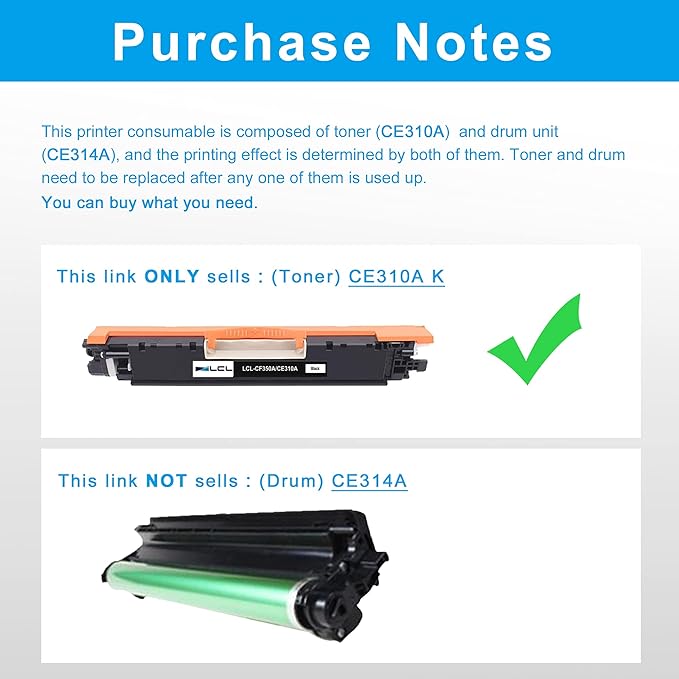 LCL Remanufactured Toner Cartridge Replacement for HP CE310A 126A LaserJet Pro CP1020 CP1025 CP1025nw LaserJet 100 Color MFP M175 M175nw M175a M175n M175w Pro 200 M275nw M275 (1-Pack Black)