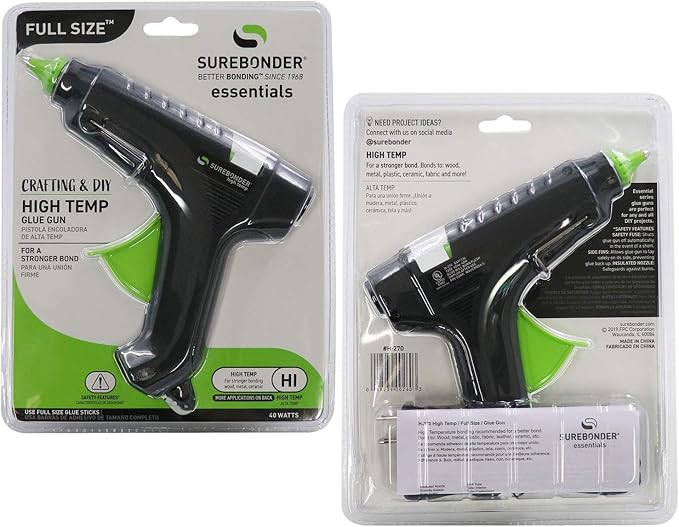 Surebonder H-270 Essentials Series 40 Watt Full Size High-Temperature Hot Glue Gun for Crafting, DIY, Repairs - Black