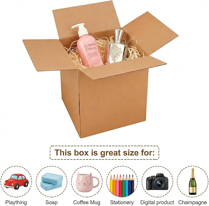 ZBEIVAN Shipping Boxes Mailers 10x10x10 inches Corrugated Cardboard Small Packing Kraft Moving Mailing Box, Pack of 15