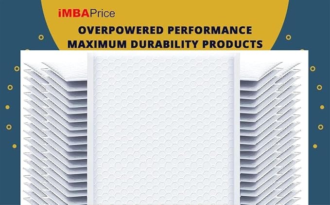 iMBAPrice 10.5x16 Inches White Color Polybubble Bag, 100-Pack Large Size #5 Self Seal Poly Bubble Mailers Padded Packing Envelopes (Total 100 Bags)