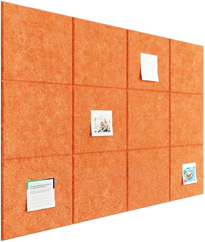 Felt Bulletin Board Tiles, Cork Board Alternative, 48 x 36 in | 0.35 in modular felt wall tiles for notes, photos, schedules, reminders in offices, classrooms, home & office workspace