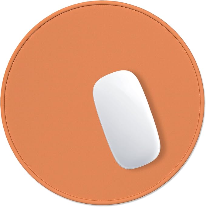 Hsurbtra Mouse Pad, Premium-Textured Small Round Mousepad 8.7 x 8.7 Inch Orange, Stitched Edge Anti-Slip Waterproof Rubber Pretty Cute Computer Mat for Office Home Gaming Laptop Men Women Kids