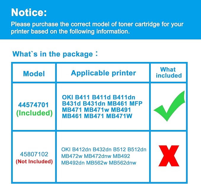 LCL Compatible Toner Cartridge Replacement for OKI B411 B431 44574701 4000 Pages B411D B411DN B431D B431DN MB491 MB461 MB471 MB471W (1-Pack Black)