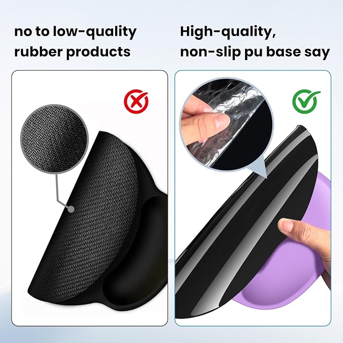 Mouse pad with Wrist Rest,Relieving Pain Memory Foam Computer pad, Ergonomic Desktop Mouse, Silicone Material Mouse pad, with Non-Slip PU Base (Purple)