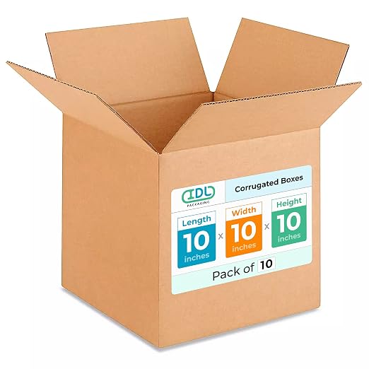 Medium Cube Moving & Shipping Boxes 10x10x10 inches (10-Pack) - Extra Strength 200 lb vs Regular - Corrugated Durable Packing Boxes - Shipping Box Medium - Box Packaging by IDL Packaging | Extra Strength 200 lb vs Regular - Corrugated Durable Packing B...