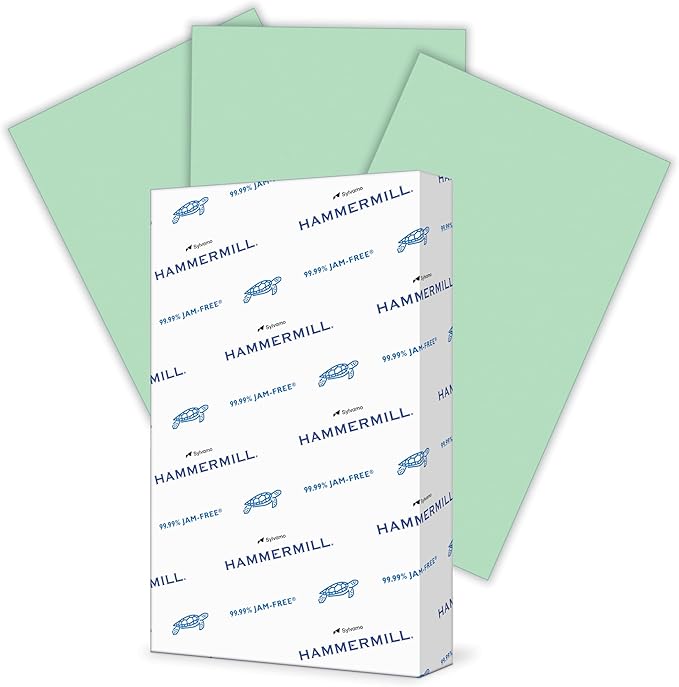 Hammermill Colored Paper, 20 lb Green Printer Paper, 8.5 x 14 - Made in the USA, Pastel Paper, 103374-1 Ream (500 Sheets)