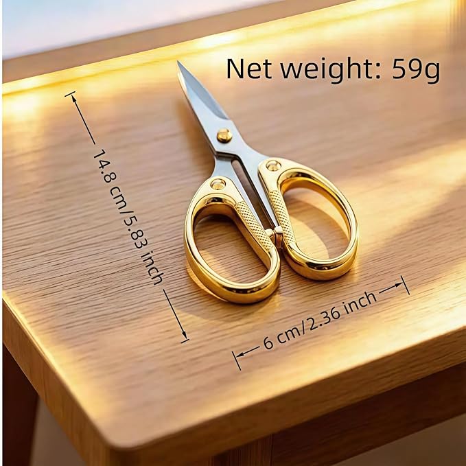 6.3" Heavy Duty Scissors with Ultra Sharp Blades and All Stainless Steel Comfort Grip Handles - For Office, Home, School, Sewing and Crafts (Gold)