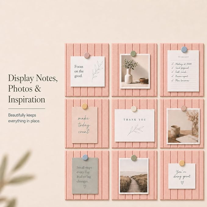 Stripe Felt Bulletin Board Tiles, Cork Board Alternative 24 x 36 in | 0.35 in modular felt wall tiles for notes, photos, schedules, reminders in offices, classrooms, home and office workspaces