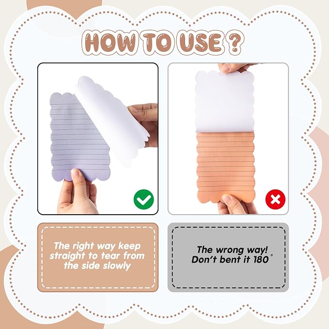 Eaasty 8 Pack Scalloped Sticky Notes Lined 4" X 6" Morandii Memo Pads | Aesthetic Cute Wavy Edges, Self-stick for School Office Desk, 240 Sheets Bulk, Pretty Design for Reminders Planning