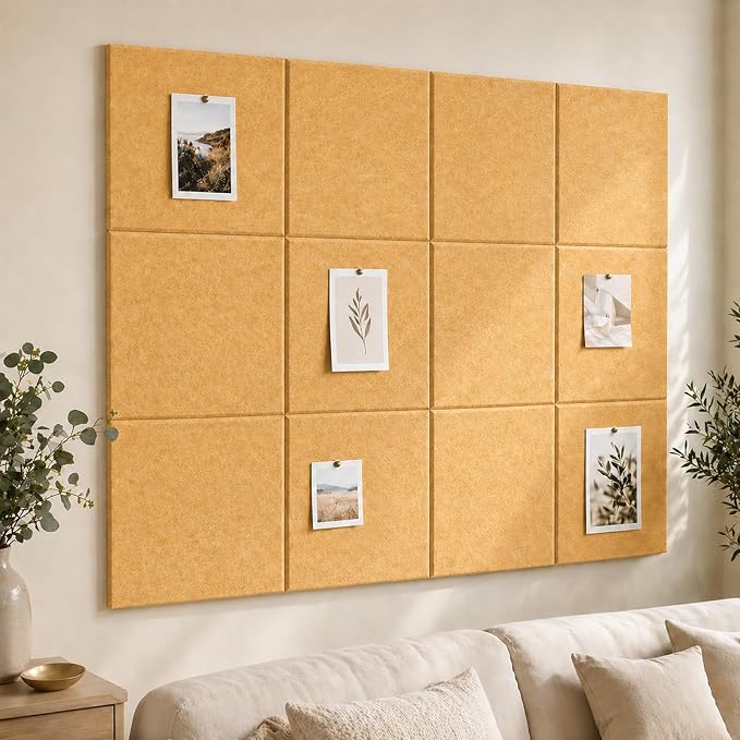 Felt Bulletin Board Tiles, Cork Board Alternative, 48 x 36 in | 0.35 in modular felt wall tiles for notes, photos, schedules, reminders in offices, classrooms, home & office workspace