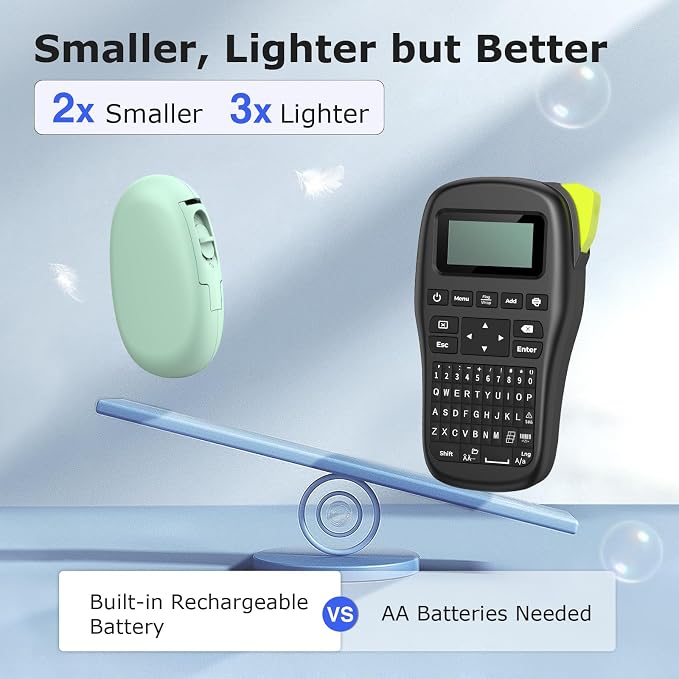SUPVAN E10 Bluetooth Label Maker Machine with Tape, Green | Fits Continuous & Die-Cut Waterproof Label, Easy App Editing, Rechargeable, Inkless, for School, Home, Kitchen, Office