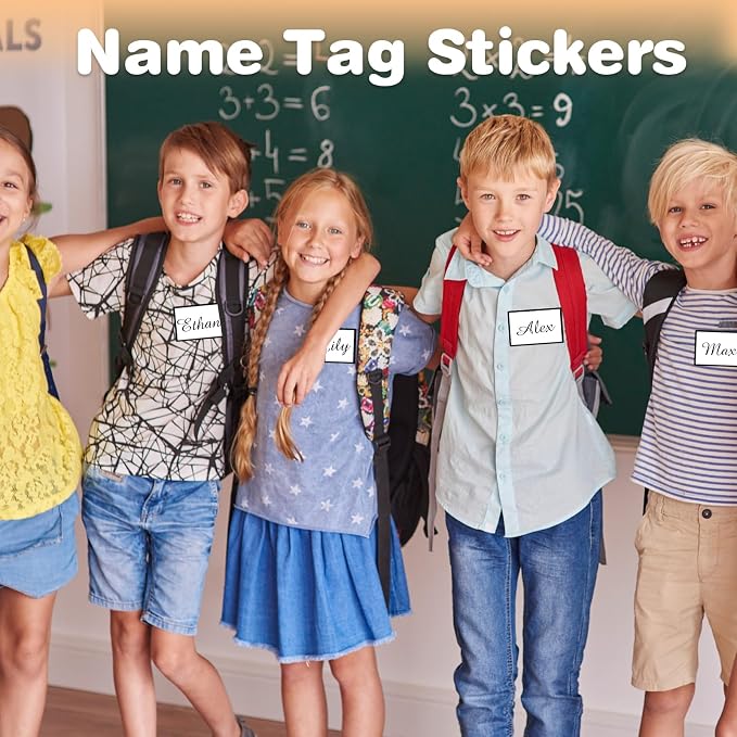 Starboling Plain Name Tag Stickers, 200 Pcs 3"x2" Black with Colorful Border, for Office, Meeting, School & Home