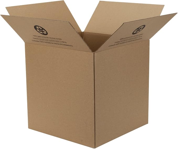 Duck Brand Kraft Corrugated Shipping Boxes, 14" x 14" x 14", Brown, 6-Pack (280349)