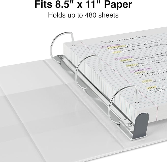 Staples Heavy-Duty 2-Inch D-Ring View Binder, White – Large Capacity 3-Ring Binder for School & Office Storage