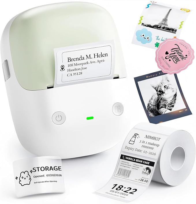 NIIMBOT B2 Label Maker Machine with Tape, 2 Inch Portable Label Printer | Bluetooth Thermal Label Printer with Multiple Templates for Small Business,Office,Home,School （Green）