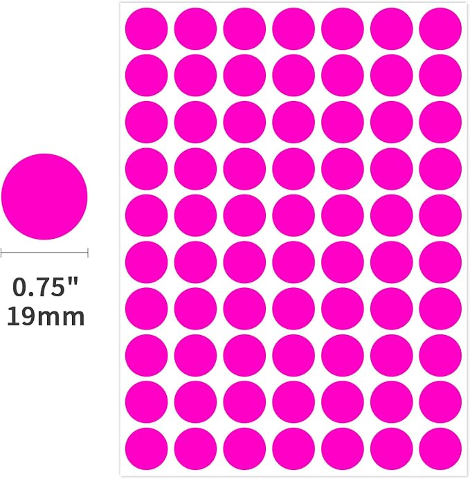 1400 PCS Circle Dot Stickers 3/4" Round Coding Label | Used for manual labor in kindergartens, garage yard price sales, organizing activity color groups,marking spice bottles
