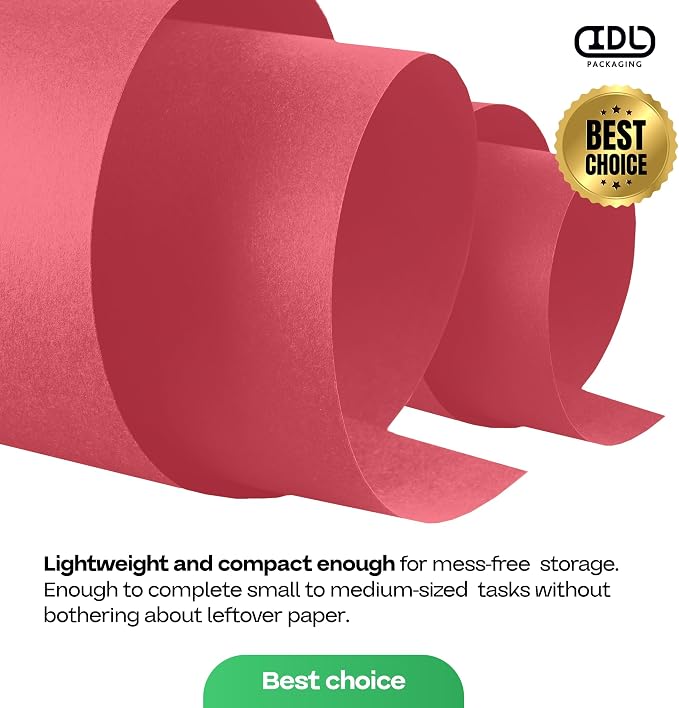 Red Kraft Paper Roll 24" x 1200" (100 feet) with Cutter - USA-Made | Gift Wrapping Paper for Packing, Moving, Shipping & Crafts/Arts - 100% Recyclable Natural Craft Material by IDL Packaging