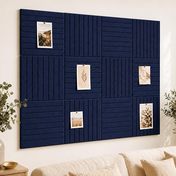 Stripe Felt Bulletin Board Tiles, Cork Board Alternative 48 x 36 in | 0.35 in modular felt wall tiles for notes, photos, schedules, reminders in offices, classrooms, home and office workspaces