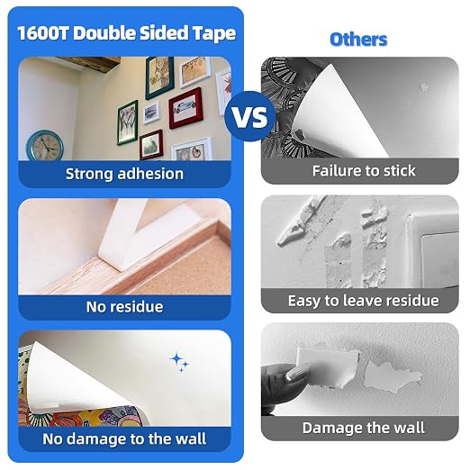 3M Double Sided Tape 2"×16.5Ft, Mounting Tape Heavy Duty No Residue | Removable PE Foam Tape Strips, Extra Strong Adhesive Tape Waterproof for Walls Home Office Decor Crafts Paint Picture Poster