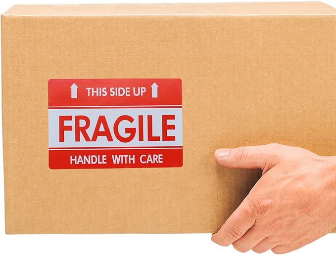 Hybsk This Side Up Fragile Stickers 2x3 Inch Handle with Care Shiping and Packing Warning Adhesive Label 300 Per Roll (2x3 inch)
