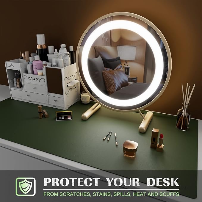 K KNODEL Extra Large Desk Mat, Leather Mouse Pad (35.4"x17", Dark Green) | Desk Pad, Keyboard Pad, Computer and Laptop Mat, Desktop Protector and Cover, Writing Pad and Blotter for Home Office