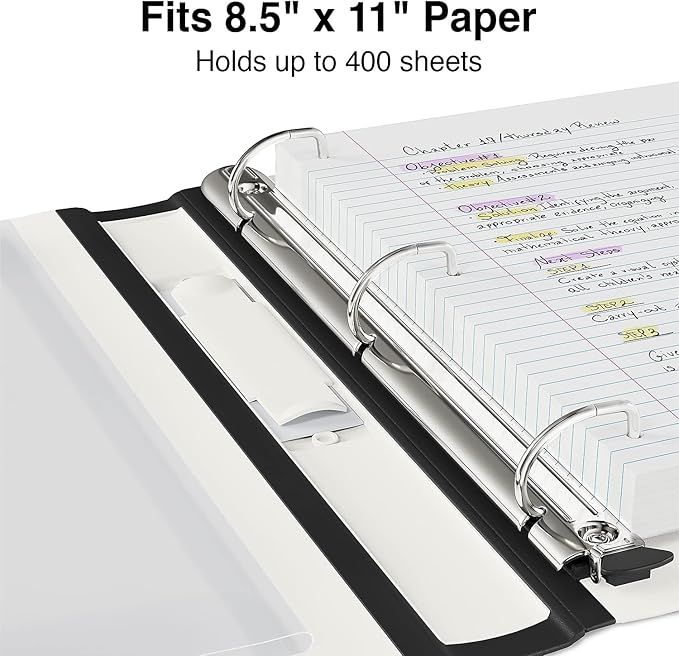 Staples Heavy-Duty 1.5-Inch D-Ring Binder – Large Capacity 3-Ring Binder with Pockets & Spine Label for School & Office