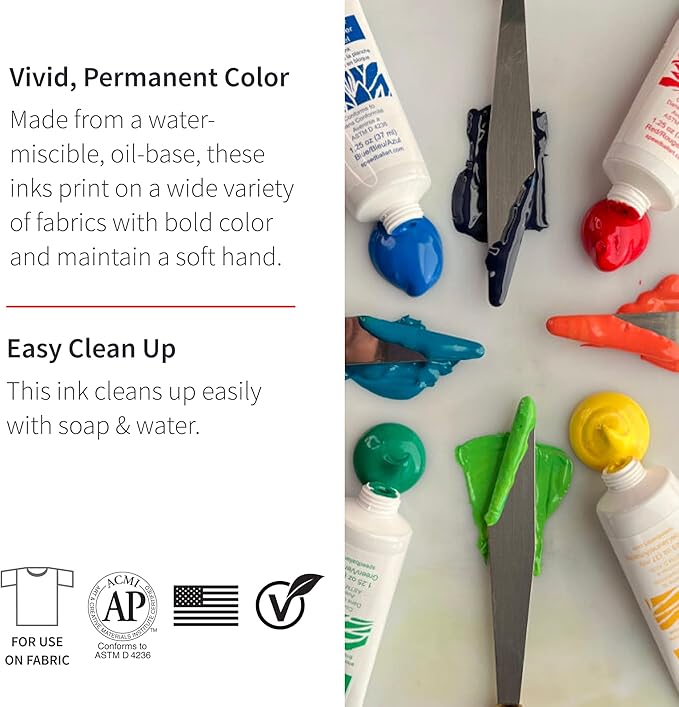 Speedball Fabric Block Printing Ink, Yellow, 2.5 fl oz - Print on Textiles & Paper - Made in USA