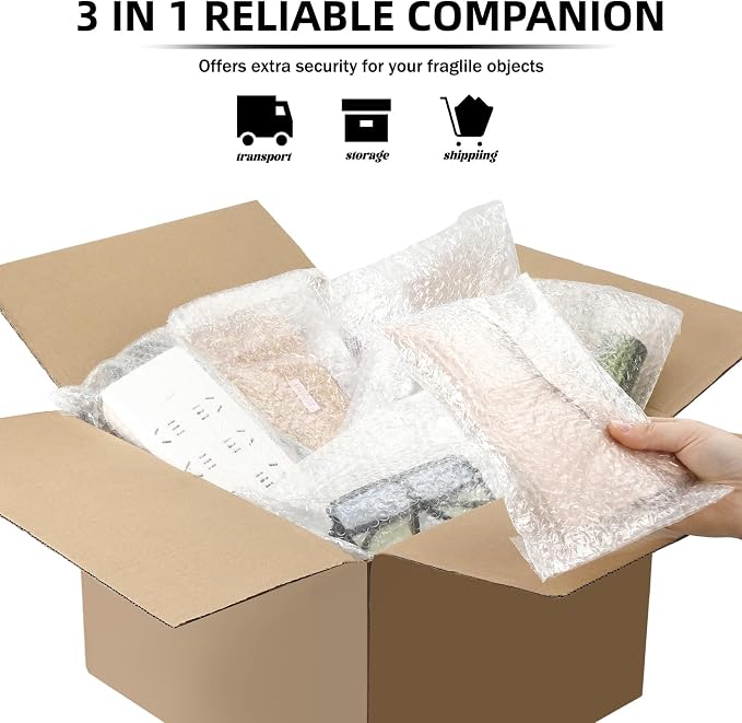 Frienda 300 Pcs Self Adhesive Bubble Bags Packing Pouches, 6" X 10" | Double Wall Clear Protective Wrap, Shockproof for Small Business Shipping Packaging, Cushioned Fragile Items Protection