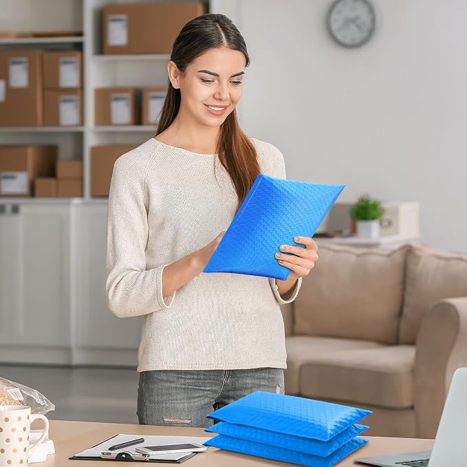 UCGOU Large Bubble Mailers 12x16" 25 Pack Usable Size 12x15" Blue Padded | Waterproof Self Seal Adhesive Padded Envelopes Bulk for Small Business Opaque Shipping Bags for Mailing Jewelry Makeup Book