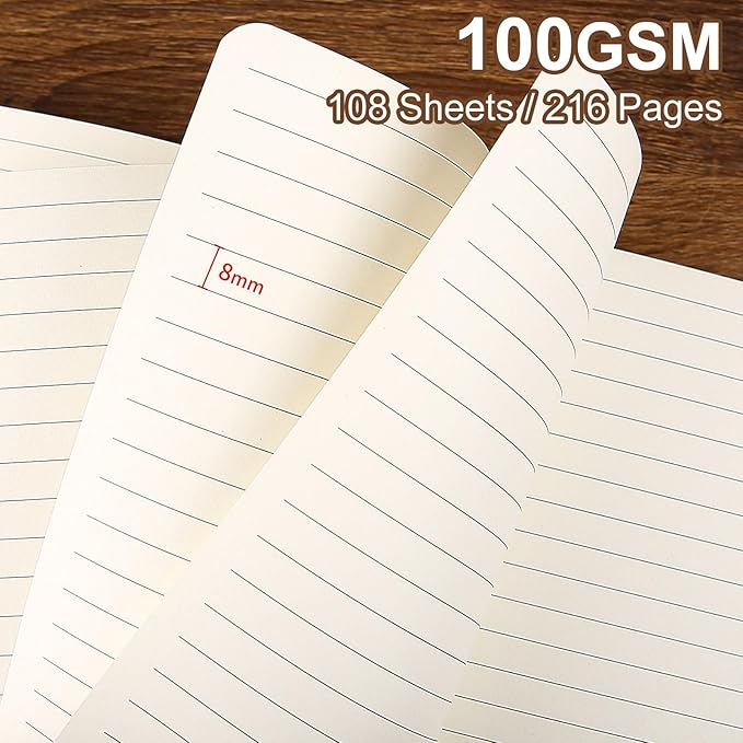 Lined Journal Notebook for Work College Ruled Note Book 5.79"x8.27" A5 PU Leather Daily Journaling 216 Pages for Women Men Writing Home School Supplies Business (Red)