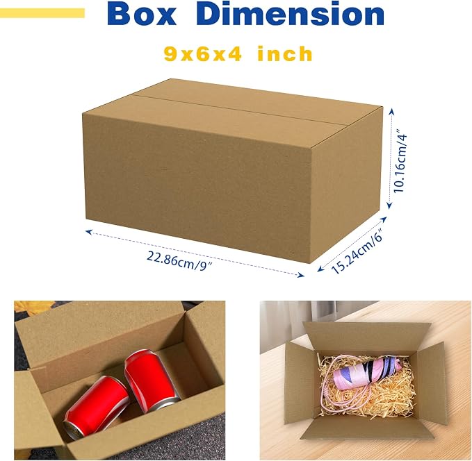 30 Pack 9x6x4 inches Small Shipping Boxes Brown Corrugated Cardboard Boxes for Packing, Mailing, Moving, Business